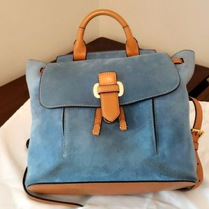 Michael Kors Blue Suede Medium Backpack Purse